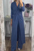 Casual Solid Fold V Neck Long Sleeve Two Pieces
