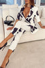 Casual Print Turn-back Collar Long Sleeve Two Pieces