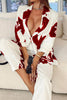 Casual Print Turn-back Collar Long Sleeve Two Pieces