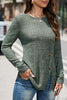 Street Solid Buttons O Neck Tops