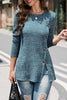 Street Solid Buttons O Neck Tops