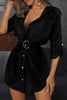 Casual Solid With Belt Turndown Collar Shirt Dresses(3 Colors)
