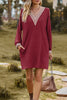 Casual Solid Lace V Neck A Line Dresses
