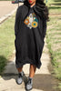 Casual Print Basic Hooded Collar Long Sleeve Dresses