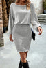 Elegant Solid Sequined O Neck A Line Dresses