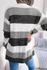 Street Striped Contrast Cardigan Collar Tops