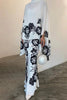 Elegant Floral Patchwork Half A Turtleneck Long Sleeve Two Pieces