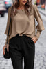 Elegant Solid Buttons O Neck Tops