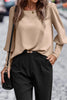 Elegant Solid Buttons O Neck Tops