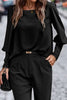 Elegant Solid Buttons O Neck Tops