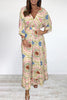 Bohemian College Print Backless V Neck Loose Jumpsuits