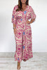 Bohemian College Print Backless V Neck Loose Jumpsuits