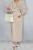 Elegant Solid Fold Turndown Collar Wrapped Skirt Dresses