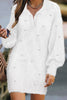 Casual Solid Pearl Turndown Collar Long Sleeve Dresses