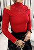 Elegant Solid Lace Turtleneck Tops