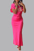 Elegant Solid Patchwork O Neck Short Sleeve Dress