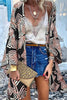 College Print Patchwork Cardigan Collar Outerwear