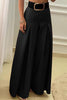 Elegant Solid Fold Loose Wide Leg Solid Color Bottoms(No Belt)