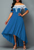Casual Embroidery Patchwork Off the Shoulder Irregular Dress Dresses