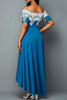 Casual Embroidery Patchwork Off the Shoulder Irregular Dress Dresses