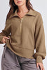 Casual Solid Zipper Zipper Collar Tops