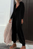 Casual Solid Buttons Hooded Collar Loose Jumpsuits