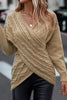Casual Solid Cross Straps Asymmetrical V Neck Tops