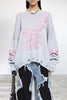 Casual Color Block Ripped Contrast O Neck Tops