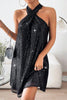 Sexy Patchwork Sequins Backless Halter Sleeveless Dress Dresses