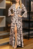 Elegant Print Patchwork High Opening V Neck Printed Dress Dresses