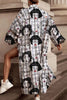 Casual Geometric Printing Turndown Collar Long Sleeve Two Pieces