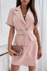 Casual Solid Buckle Turndown Collar Princess Dresses