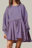 Casual Solid Patchwork Contrast O Neck Pleated Dresses