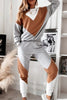 Casual Color Block Contrast O Neck Long Sleeve Two Pieces
