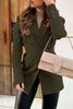 British Style College Solid Patchwork With Belt Turn-back Collar Outerwear