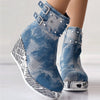 Casual Patchwork Round Out Door Shoes (Heel Height 2.75in)