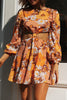 Sexy Floral Hollowed Out O Neck Printed Dress Dresses