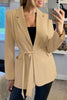 British Style Solid Pocket Frenulum Turn-back Collar Outerwear