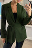 British Style Solid Pocket Frenulum Turn-back Collar Outerwear