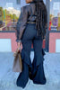 Casual Solid Frenulum See-through With Bow Long Sleeve Two Pieces