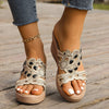 Casual Hollowed Out Patchwork Rhinestone Fish Mouth Out Door Wedges Shoes (Heel Height 3.15in)