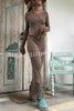 Lilipretty Bailey Knit Long Sleeve Pattern Hollow Out Tassel Trim Maxi Dress