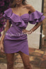 Romantic Playlist Layered Ruffles Off Shoulder Ruched Mini Dress