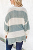 Oversized Striped Henley Sweater
