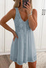 Lace Patchwork Button Sleeveless Mini Dress