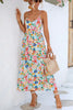 Harvest Sunshine Floral Backless Slit Midi Dress