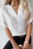 Keyhole Scalloped Edges V Neck Blouse