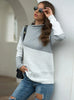 IRREGULAR SLEEVE CONTRAST COLOR PULLOVER SWEATER