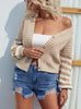 CONTRAST STRIPED SINGLE-BREASTED SWEATER COAT