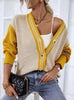 SINGLE-BREASTED CONTRAST ATRIPED SWEATER CARDIGAN COAT